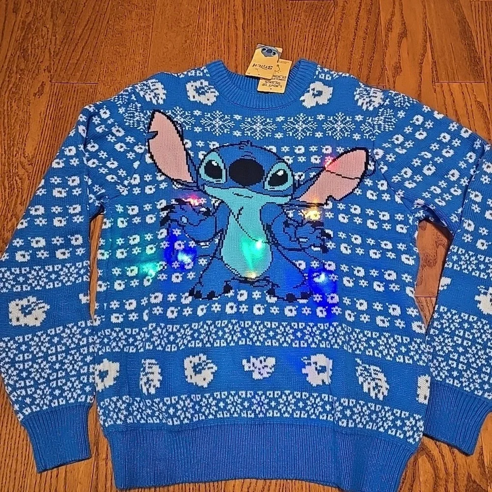 Disney Stitch Light Up Holiday Sweater Christmas New Year Free Shipping New Lilo